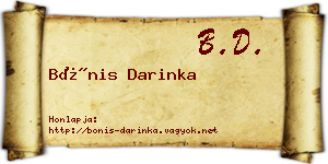 Bónis Darinka névjegykártya